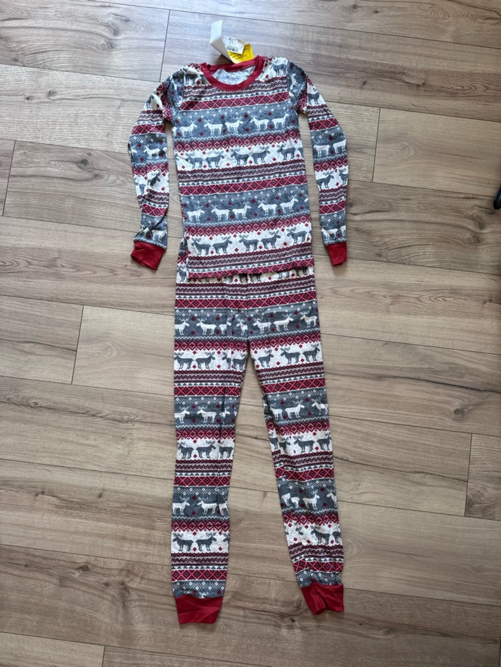 The Children's Place Red and Gray Reindeer Pajama Set 12